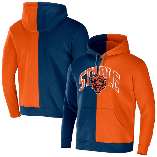 Men's Navy/Orange Chicago Bears Split Logo Pullover Hoodie
